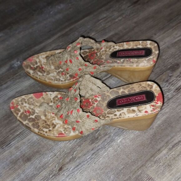 Lisa Vicky Macrame Thong Heel Sandals Sz 8 - Picture 3 of 9